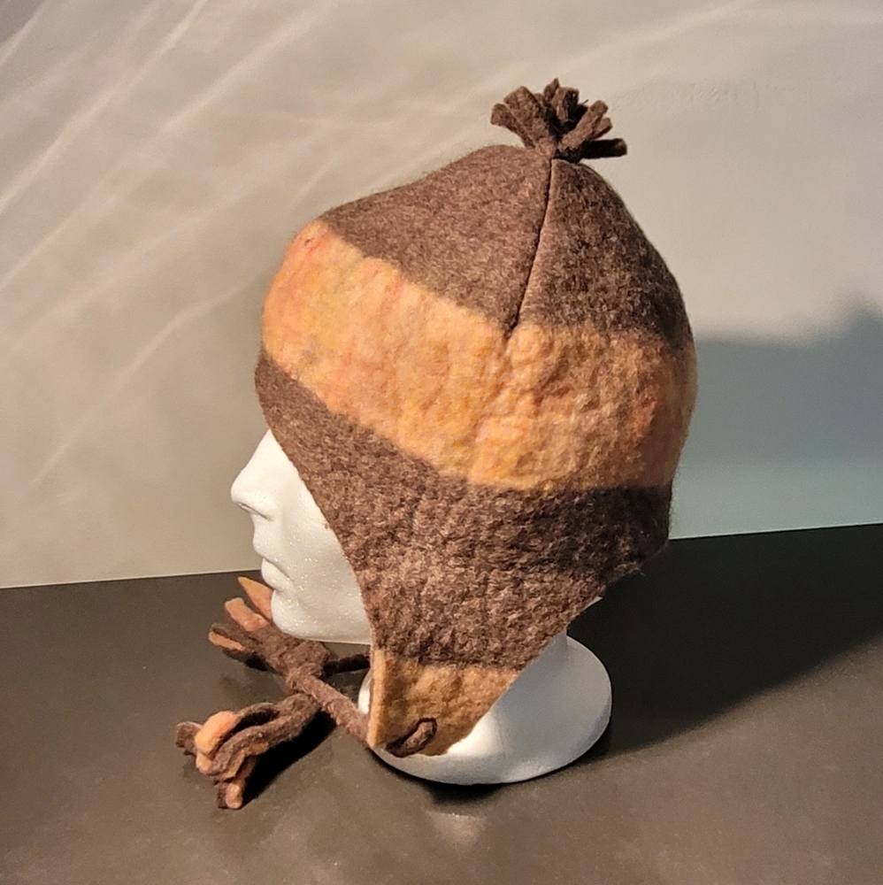 New Handmade 100% wool felted reversible winter hat